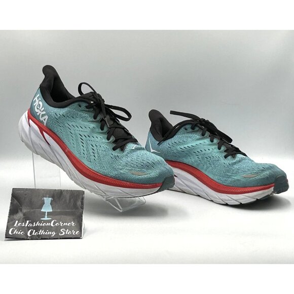 Hoka One One Men's Teal Aquarelle Clifton 8 Running Athletic Shoes Sz 11.5D 3021 - Picture 13 of 16